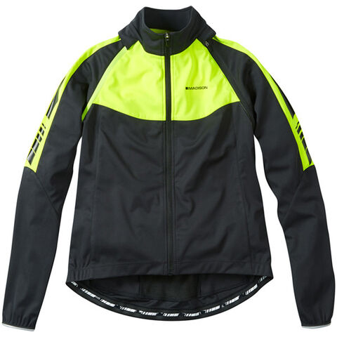 Madison Sportive women's convertible softshell jacket, black / hi-viz yellow click to zoom image
