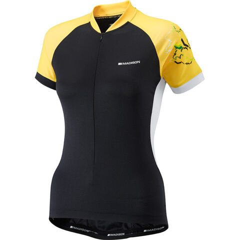 Madison Keirin women's short sleeve jersey, black / vibrant yellow click to zoom image