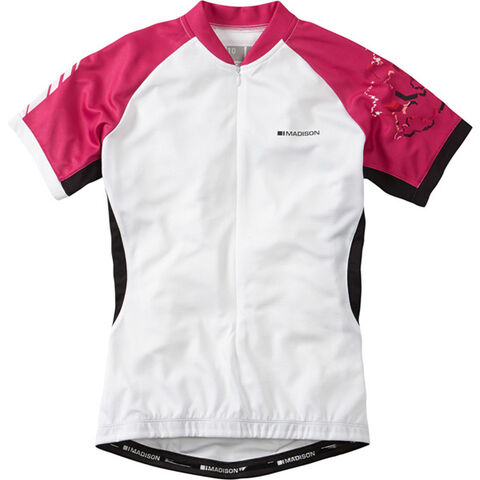 Madison Keirin women's short sleeve jersey, white / very berry click to zoom image