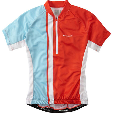 Madison Tour women's short sleeve jersey, chilli red / sea blue click to zoom image