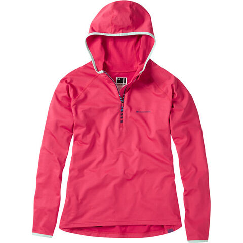 Madison Zena Women's Long Sleeve Hooded Top, Rose Red click to zoom image