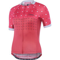 Madison Sportive Apex women's short sleeve jersey, raspberry/rio red hex dots