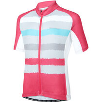 Madison Sportive youth short sleeve jersey, torn stripes berry/silver grey