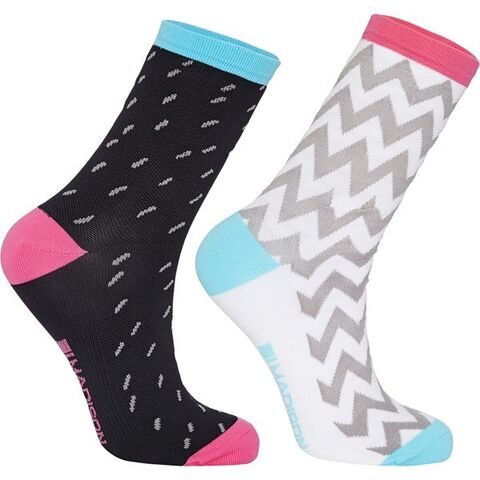 Madison Sportive mid sock twin pack, ziggy black / white click to zoom image