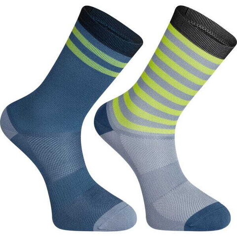 Madison Sportive long sock twin pack - shale blue and lime punch stripe click to zoom image
