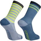 Madison Sportive long sock twin pack - shale blue and lime punch stripe click to zoom image