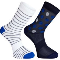Madison Sportive mid sock twin pack - blue spot and white stripe