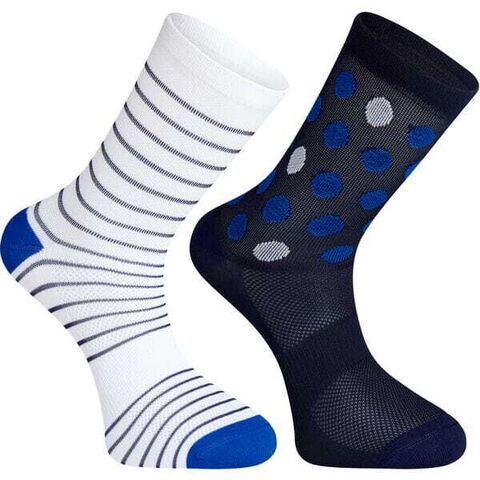 Madison Sportive mid sock twin pack - blue spot and white stripe click to zoom image