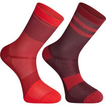 Madison Sportive mid sock twin pack - chilli red and burgundy