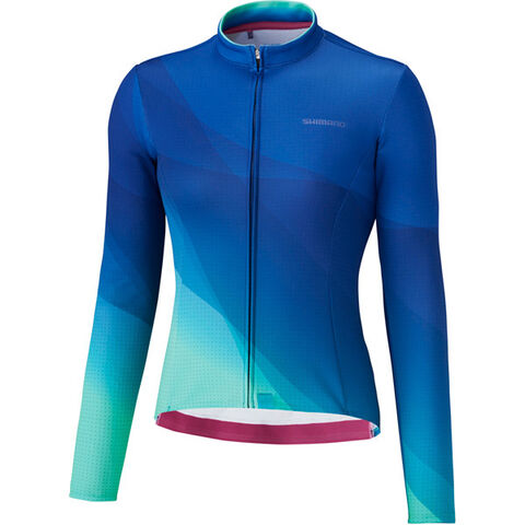 Shimano Clothing Women's Kaede Thermal Jersey, Blue click to zoom image