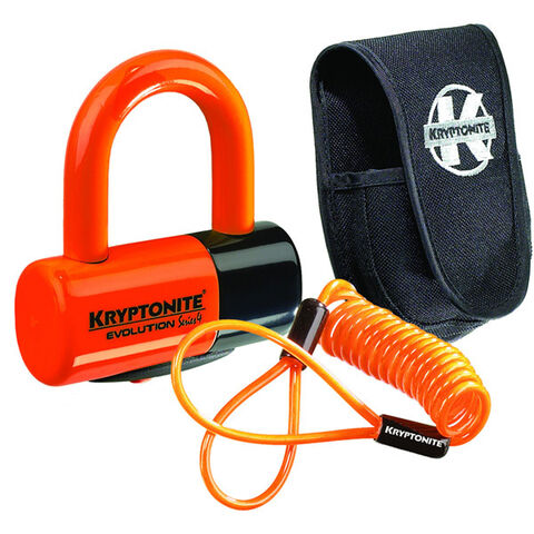Kryptonite Evolution Series 4 disc lock - Premium Pack pouch and reminder cable - orange click to zoom image